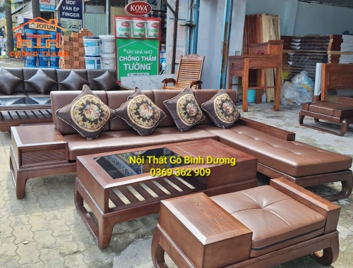 SOFA GÓC L GỖ SỒI NGA MẪU CHÂN HUƠU