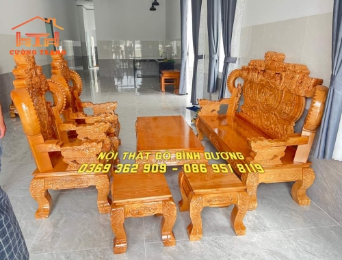 SALON GỖ SỒI NGA CỘT 12 TAY KHUỲNH