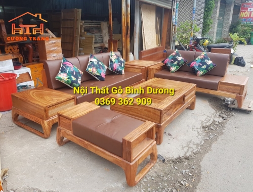 SOFA 2 VĂNG GỖ HƯƠNG XÁM