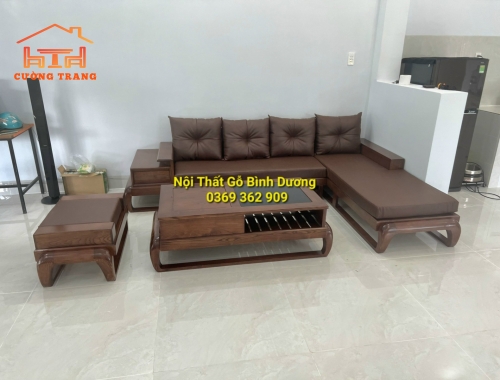 SOFA GÓC L GỖ SỒI NGA CHÂN ĐÙI GÀ
