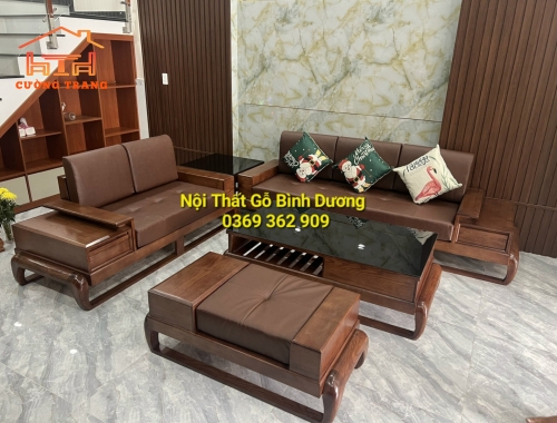 SOFA 2 BĂNG GỖ SỒI NGA CHÂN ĐÙI GÀ
