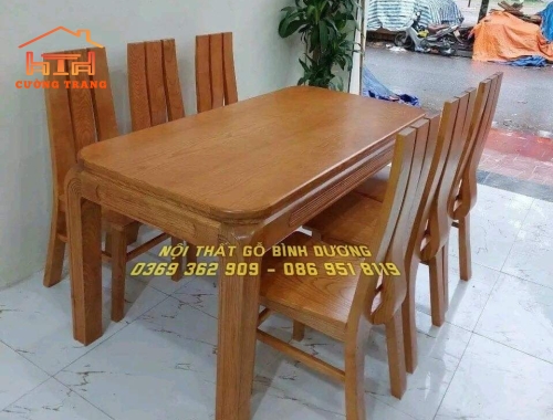 BÀN ĂN GỖ SỒI NGA MÀU HƯƠNG