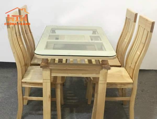 BÀN ĂN 2 TẦNG GỖ SỒI NGA 4 GHẾ