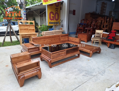 SOFA GÓC L GỖ HƯƠNG XÁM 100%