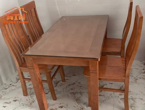 BÀN ĂN GỖ SỒI 4 GHẾ
