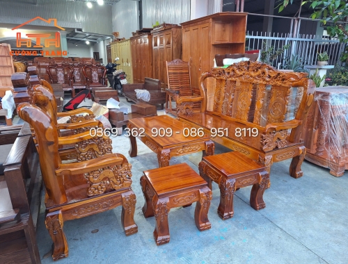 SALON GỖ TRÀM BÔNG VÀNG CỘT 10 ĐỈNH RỒNG