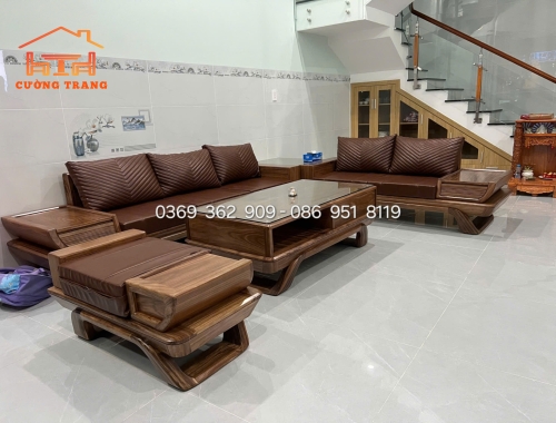 SOFA GỖ HƯƠNG XÁM 100% MẪU CÁNH TIÊN